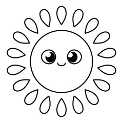 Coloring Page Outline of Cute Sun