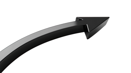 curved graph arrow on white transparent background