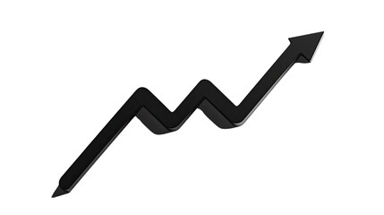 curved graph arrow on white transparent background