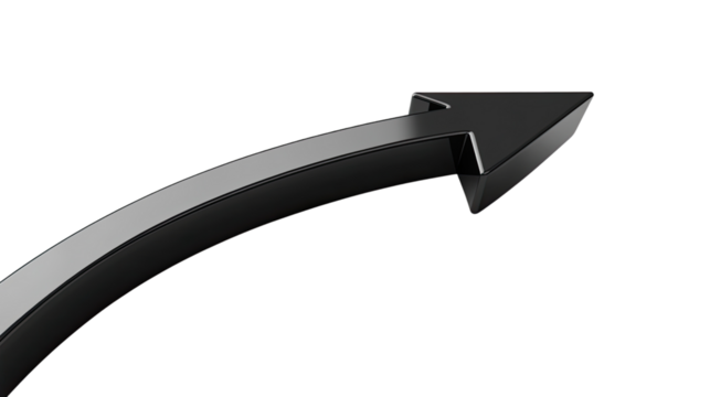 curved graph arrow on white transparent background