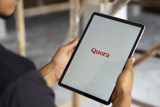 Dhaka, Bangladesh- 19 Sep 2024: Quora logo is displayed on iPad. Quora is a social question and answer website.