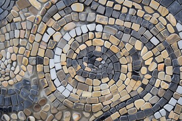 A mosaic floor with a broken tile in the middle