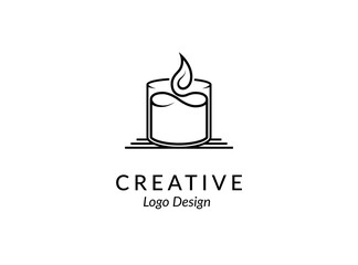 Candle light logo design, line art, icon and symbol, vector illustration design