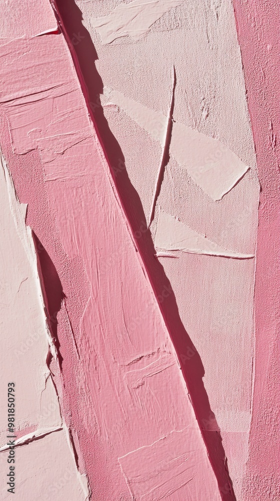 Poster Pink textured abstract wall painting, close-up