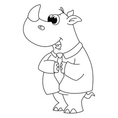 Funny rhino cartoon for coloring book basic RGB