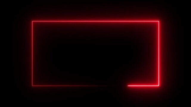 Neon light glowing rectangle frame seamless loop motion background 4k animation. Loop out squire frame background.