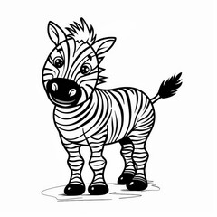 coloring page for kids, zebra, cartoon style, thick line,low detail, no shading