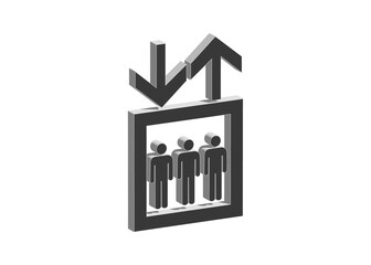 3D素材 : シンプルなエレベータ エレベーターのマーク 案内用図記号 ピクトグラムのイラスト