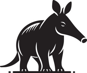 Aardvark silhouette simple vector, Aardvark logo, black and white