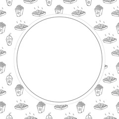 food and beverage frame in doodle style frame background