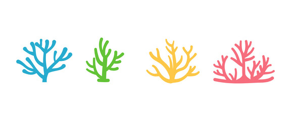 Coral icon set isolate on transparent background.