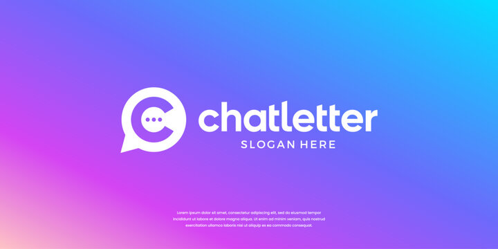 Letter C chat logo template. Modern bubble symbol logo vector illustration.
