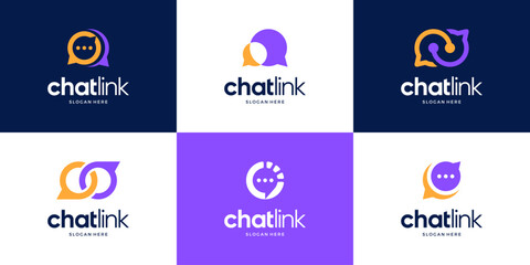 Set of chat logo template. Modern bubble consulting company logo design.