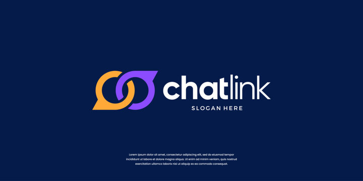 Infinity chat app logo vector. Abstract bubble link logo template.