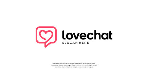 Love in bubble chat logo template. Modern date symbol logo vector illustration.