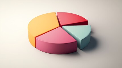 Fototapeta premium Colorful 3D Pie Chart Sections Business Data Visualization