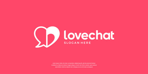 Abstract love with bubble logo icon. Chat symbol for date app logo design.