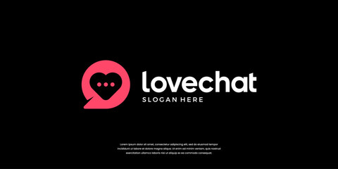 Love chat logo template. Modern date app symbol logo design concept.