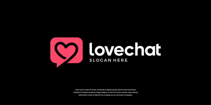 Heart in speech bubble chat logo. Love message in chat logo vector illustration.