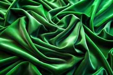 Smooth green fabric close-up with folds creating an abstract design