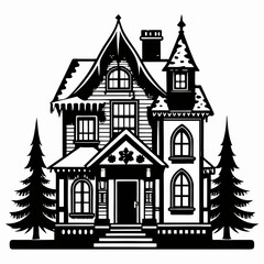 Christmas House  Vector silhouette Svg