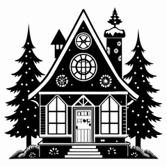 Obraz premium Christmas House Vector silhouette Svg