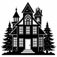 Fototapeta premium Christmas House Vector silhouette Svg