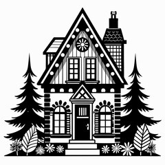 Christmas House  Vector silhouette Svg