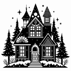 Christmas House  Vector silhouette Svg