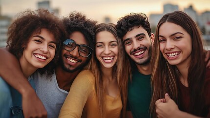 Obraz premium Group of diverse people, close up