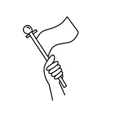 line art of hands holding flag