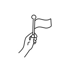 line art of hands holding flag