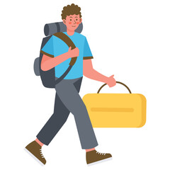 Tourist and Traveler Illustration with Cartoon Style. Vector Character Design