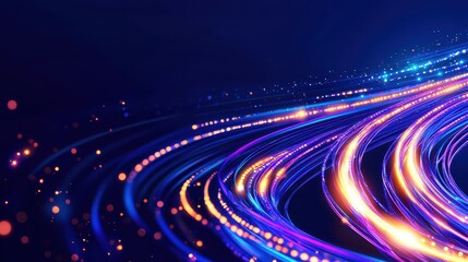 Obraz premium Abstract Blue and Orange Light Trails on Dark Background