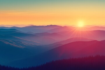 Obraz premium Sunset over a Mountain Range