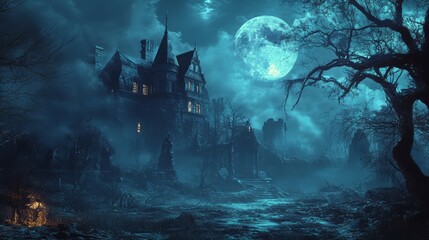 Fototapeta premium Spooky Horror Background Illustration