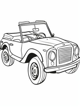 recommend clip art: coloring page for kids, car , cartoon style, thick line, lowdetail, no shading