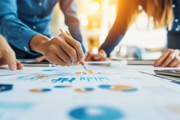 Obraz premium Business People Reviewing Financial Data