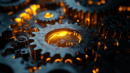 Close Up of Glowing Cogs