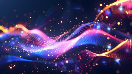 Realms. Abstract illustration of space with light waves. Energy of wave particle. Light waves futuristic background.