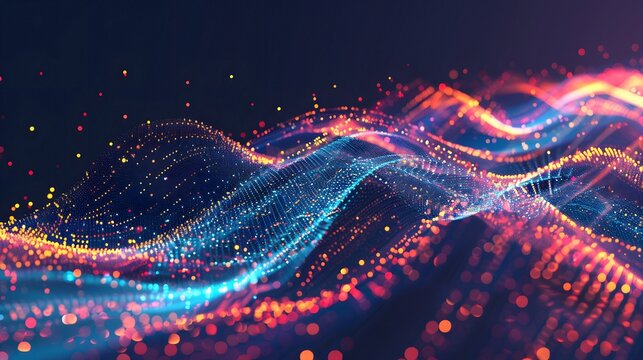 Futuristic wallpaper with light waves. Abstract space background with lights. Abstract Illustration of High Speed Data transfer. Concept design of Big Data for Presentation.