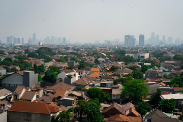 View of City Skyline from an Elevated Position Overlooking Urban Complex