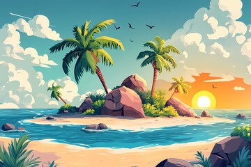 Obraz premium Sunset Paradise Island