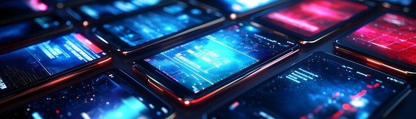 Glossy Digital Devices Showcasing Live Election Results: Close-Up of Smartphones and Tablets, Engaging Viewers with Real-Time Updates on a Plain Background