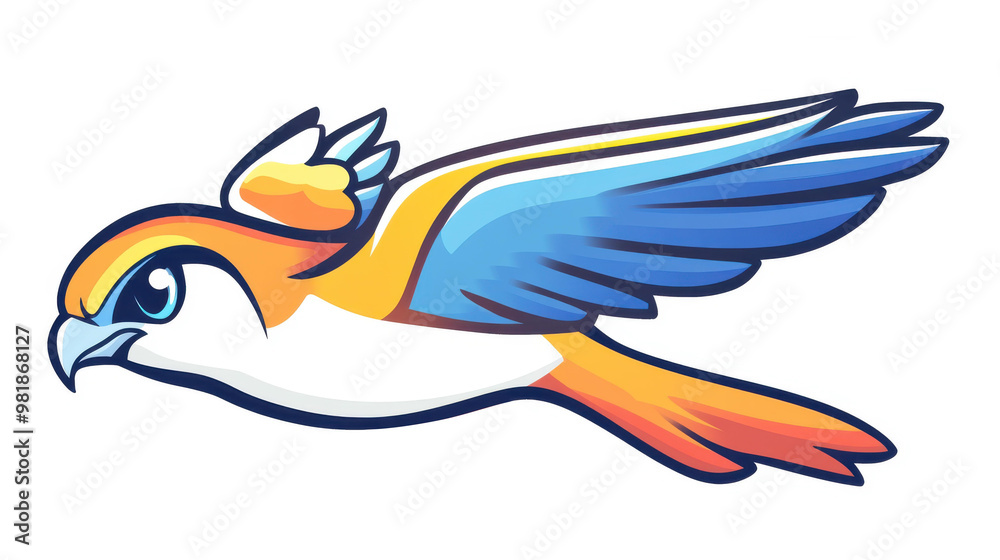 Sticker Vibrant cartoon falcon illustration perfect for tshirts, web, and mobile apps a fun doodle style design for all ages