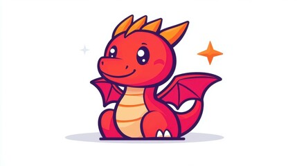 Playful cartoon dragon design, perfect for Tshirts, apps, and logos, bringing a fun touch to any project.