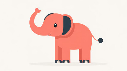 Obraz premium A minimalist vector of an elephant with its trunk raised, featuring basic shapes and cartoonlike textures.