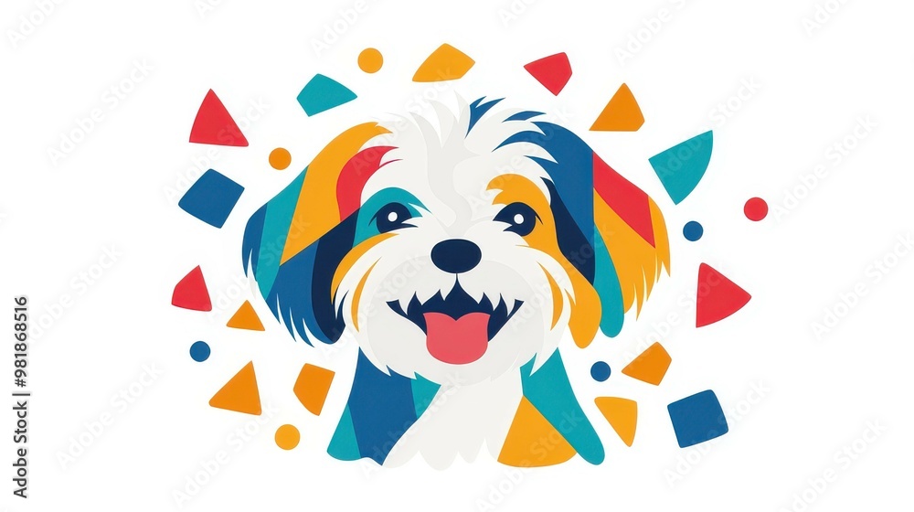 Wall mural a vibrant vector illustration of a havanese dog in a fun stencil style, perfect for modern design th