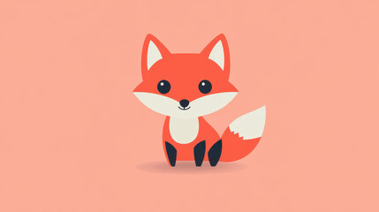 Obraz premium A charming red fox illustration showcasing a modern flat design. Perfect for icons, logos, and playful visuals.