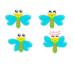 set of funny cartoon insects